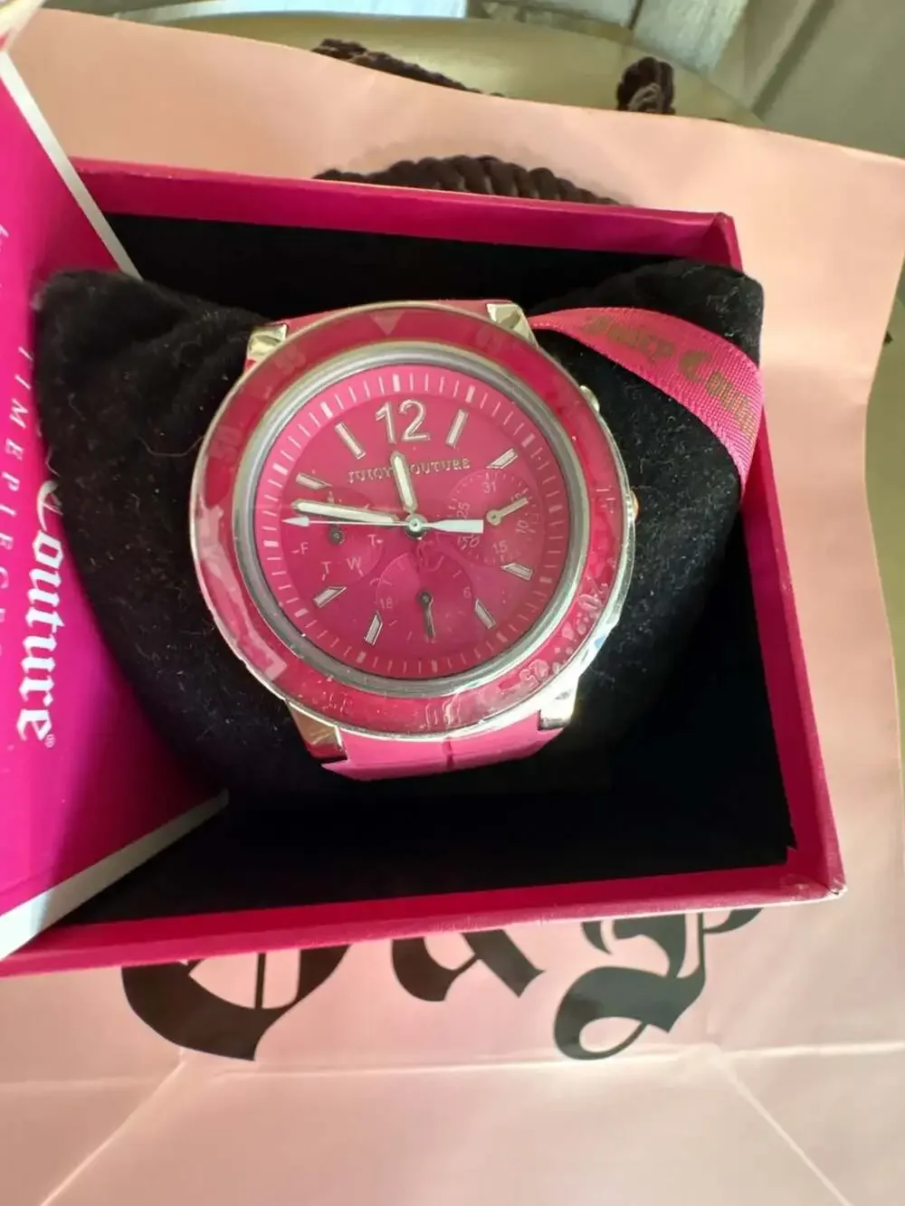 Juicy Couture Hot Pink Silicone Strap Chronograph Watch